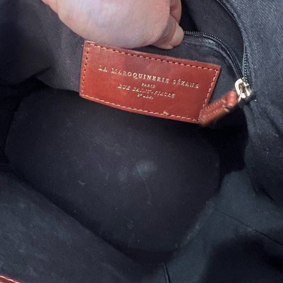 Sezane Farrow cognac leather bucket purse large - Picture 5 of 7